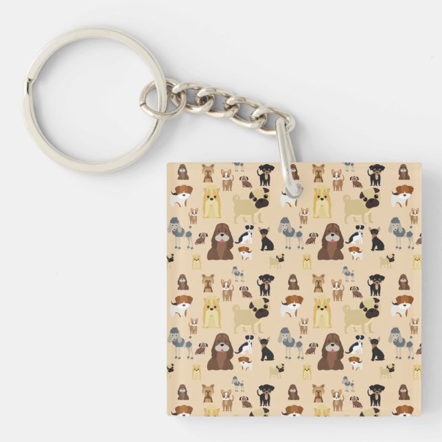 Llavero patrón de perros. (Frente)