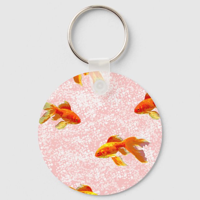 Llavero Patrón de pescado dorado rosa (Anverso)
