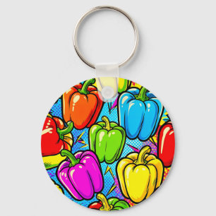 Llavero Patrón de pimientos pop art