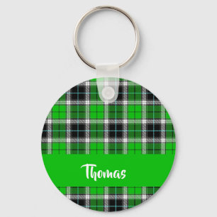 Llavero Patrón de plante verde de nombre personalizado