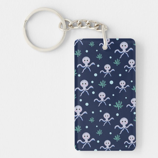 Llavero Patrón de pulpo bajo el mar (Frente)