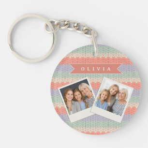 Llavero Patrón de punto personalizado pastel escandinavo N