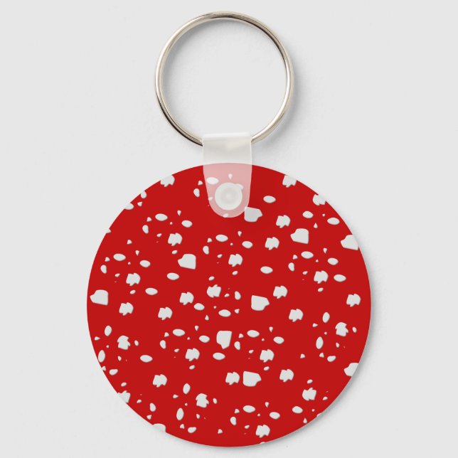 Llavero patrón de puntos con hongo de toadstool rojo (Anverso)
