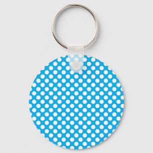 Llavero Patrón de puntos de polka azul y blanco
