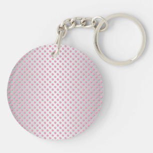 Llavero Patrón de puntos de polka blanco rosado y plateado