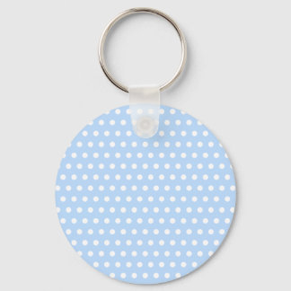 Llavero Patrón de puntos de polka blanco y azul. Delicioso