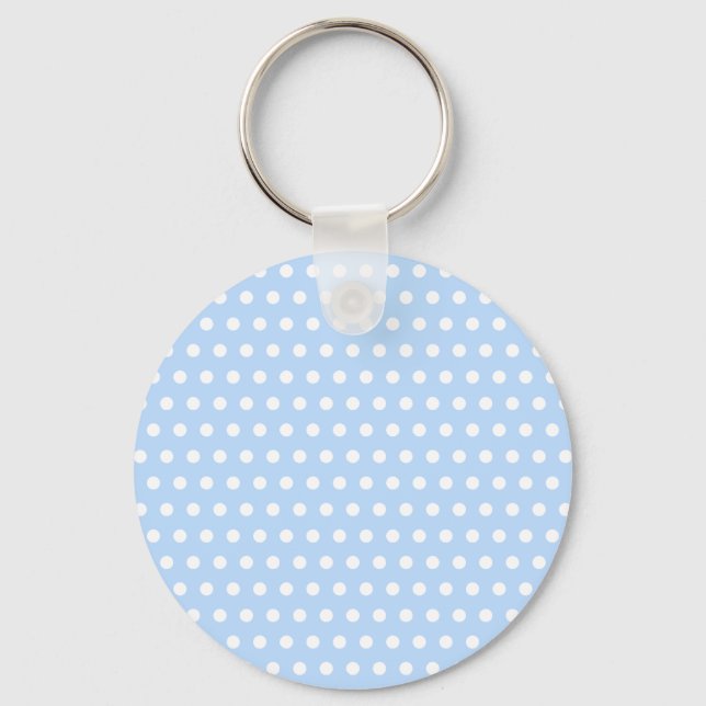 Llavero Patrón de puntos de polka blanco y azul. Delicioso (Anverso)
