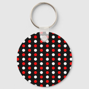 Llavero Patrón de puntos de polka rojo y blanco