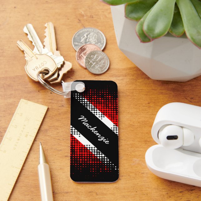 Llavero Patrón de puntos de Trinidad y Tobago con tu nombr (Escritorio )