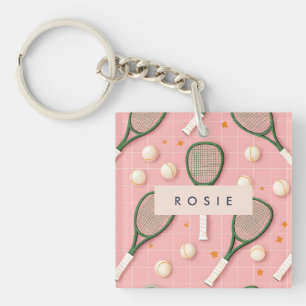 Llavero Patrón de raqueta de tenis retro personalizado mon