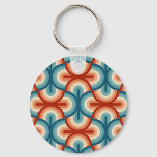 Llavero Patrón de rayas de arco iris de verano retro
