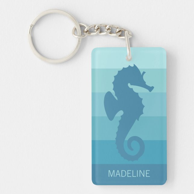 Llavero Patrón de rayas verdes azul turquesa Verde azulada (Frente)