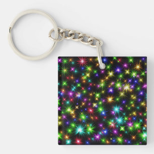 Llavero Patrón de rayos de estrella de Navidad multicolor