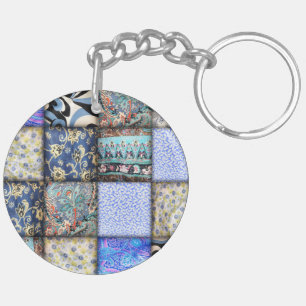 Llavero Patrón de recorte de mosaico de imitación azul