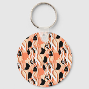 Llavero Patrón de resumen de color blanco negro.