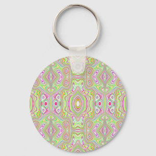 Llavero Patrón de resumen trippy retro rosa y verde limón