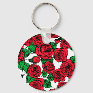 Llavero Patrón de rosas rojas