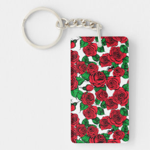 Llavero Patrón de rosas rojas