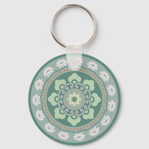 Llavero patrón de roseta verde tradicional chino