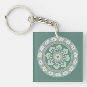 Llavero patrón de roseta verde tradicional chino