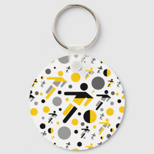 Llavero Patrón de silueta de fútbol amarillo negro