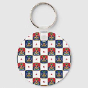 Llavero Patrón de tablero de ajedrez del escudo de armas d