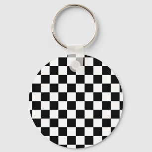 Llavero Patrón de tablero de cheques en blanco y negro