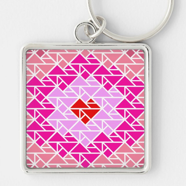 Llavero Patrón de tangrama cardíaco (Frente)