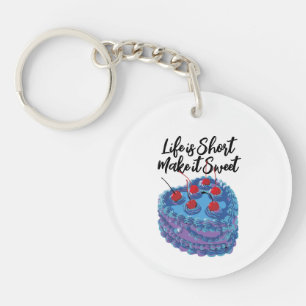 Llavero Patrón de tarta de corazón púrpura