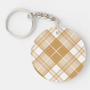 Llavero Patrón de tartán blanco marrón yxuat9
