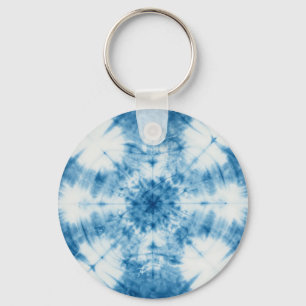 Llavero Patrón de teñido Shibori azul índigo