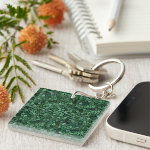 Llavero Patrón de Terrazzo de Parche Mosaico Verde Jade