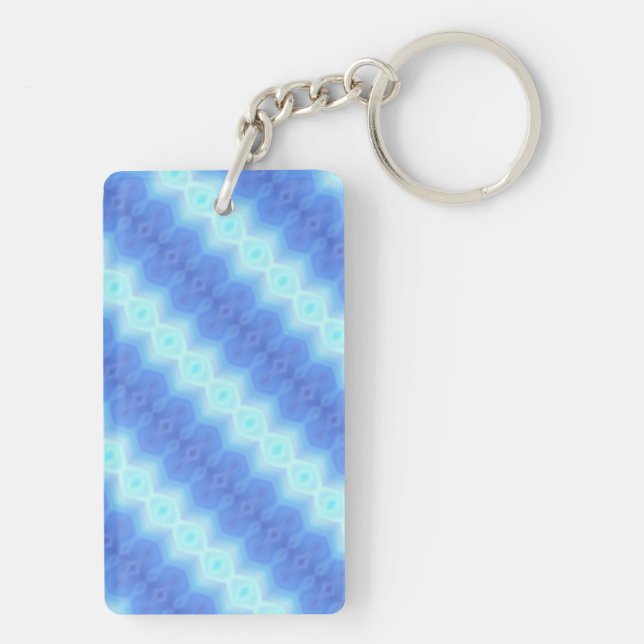 Llavero Patrón de textura de banda de crochet de Knit azul (Atrás)