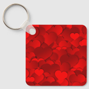 Llavero Patrón de textura de corazones de amor rojo románt
