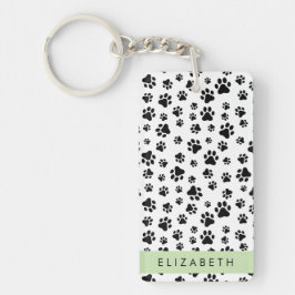 Llavero Patrón de traza, garras de perro, negro y blanco, 