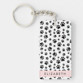 Llavero Patrón de traza, garras de perro, negro y blanco,