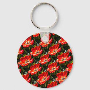 Llavero Patrón de tulipanes rojos