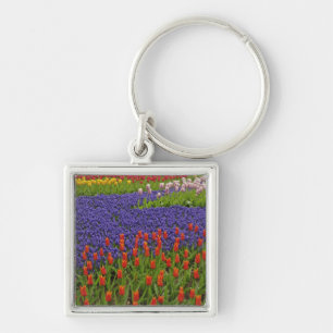 Llavero Patrón de tulipanes y flores de jacinto de uva, 2