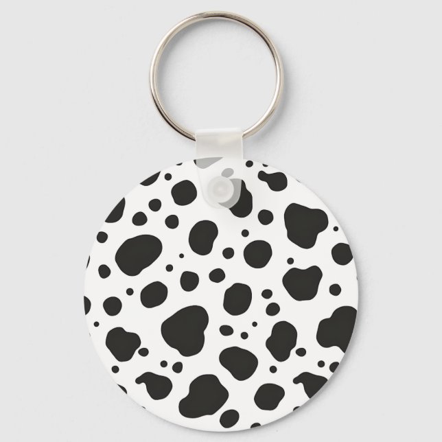 Llavero Patrón de vaca negro y blanco (Anverso)