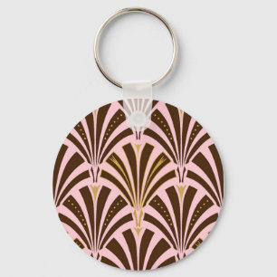 Llavero Patrón de ventilador Art Decó - chocolate en rosa