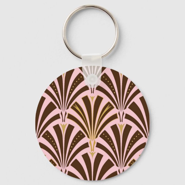 Llavero Patrón de ventilador Art Decó - chocolate en rosa (Anverso)