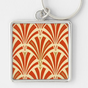 Llavero Patrón de ventilador Art Deco - naranja de mandari