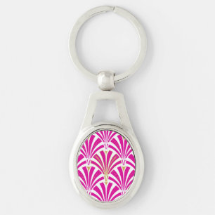 Llavero Patrón de ventilador Art Decó - rosa fucsia