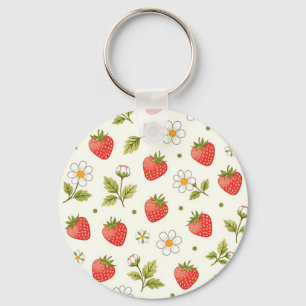 Llavero Patrón de verano de flor de fresa