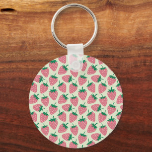 Llavero Patrón de verano de fresa rosa