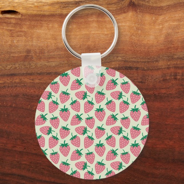 Llavero Patrón de verano de fresa rosa (Anverso)