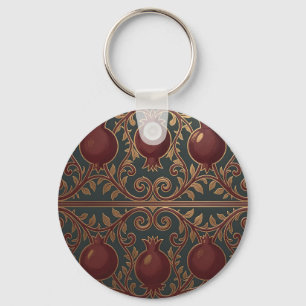 Llavero Patrón de Vid de Granada Oscuro Verde Dorado Ornat