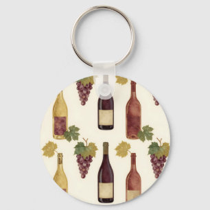 Llavero Patrón de vid en botella de vino vintage