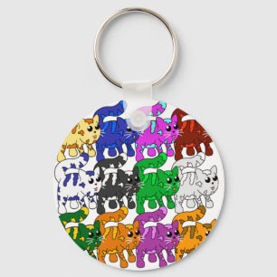 Llavero Patrón De Xmas Cuadros Gatito
