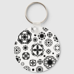 Llavero Patrón decorativo arabesco blanco negro lindo